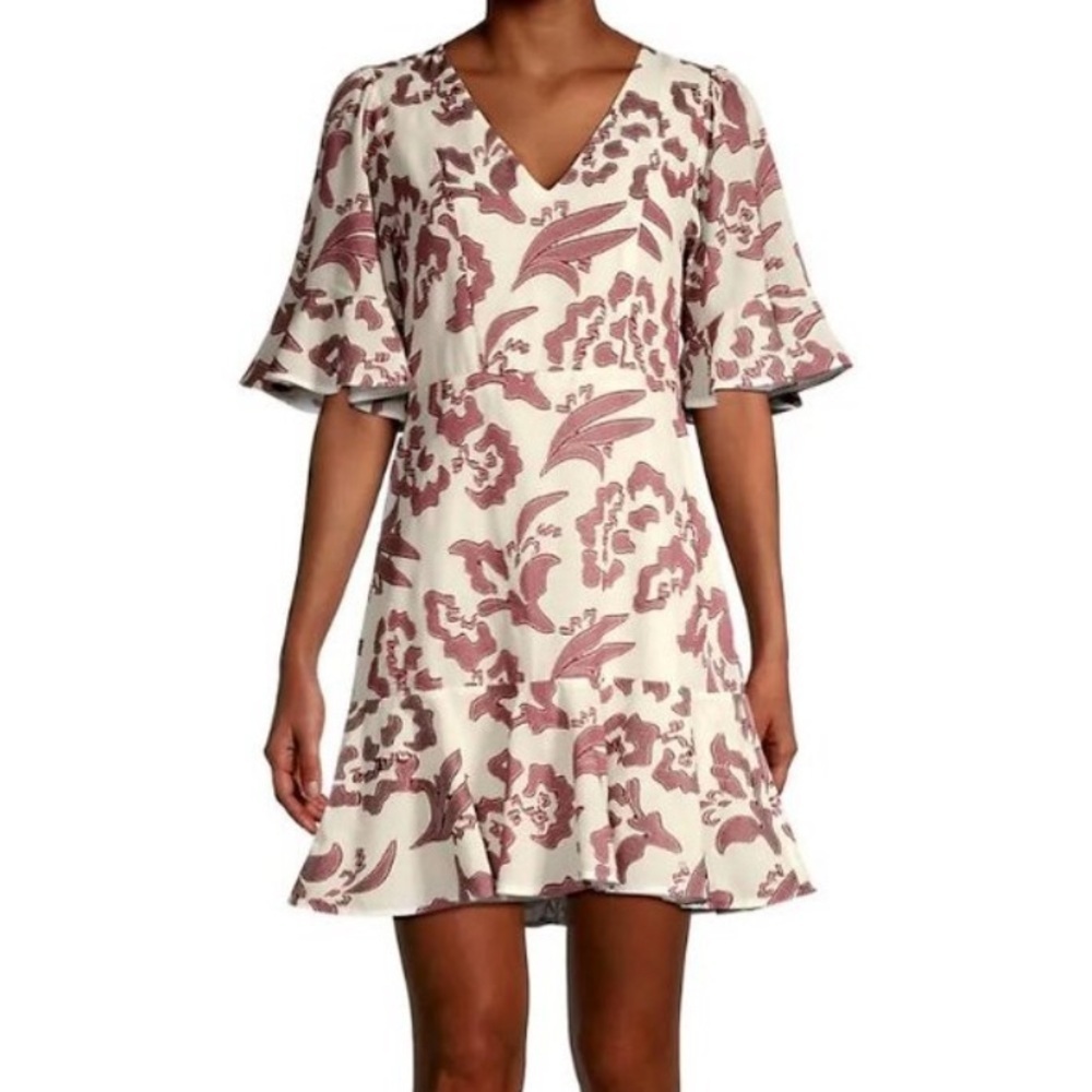 REBECCA TAYLOR SZ 12 Amea Floral Ruffle Dress NWT silk blend. Comfy & Beautiful
